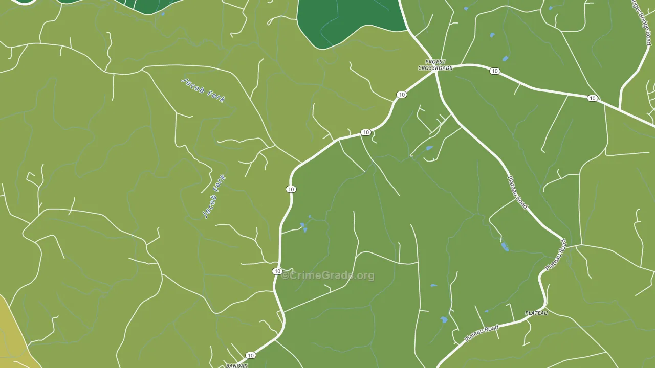 Plateau, NC Map of Vehicle Theft Rates