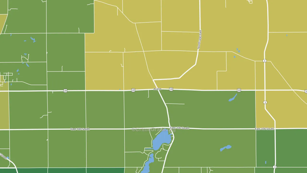 Plato, IN Map of Vehicle Theft Rates