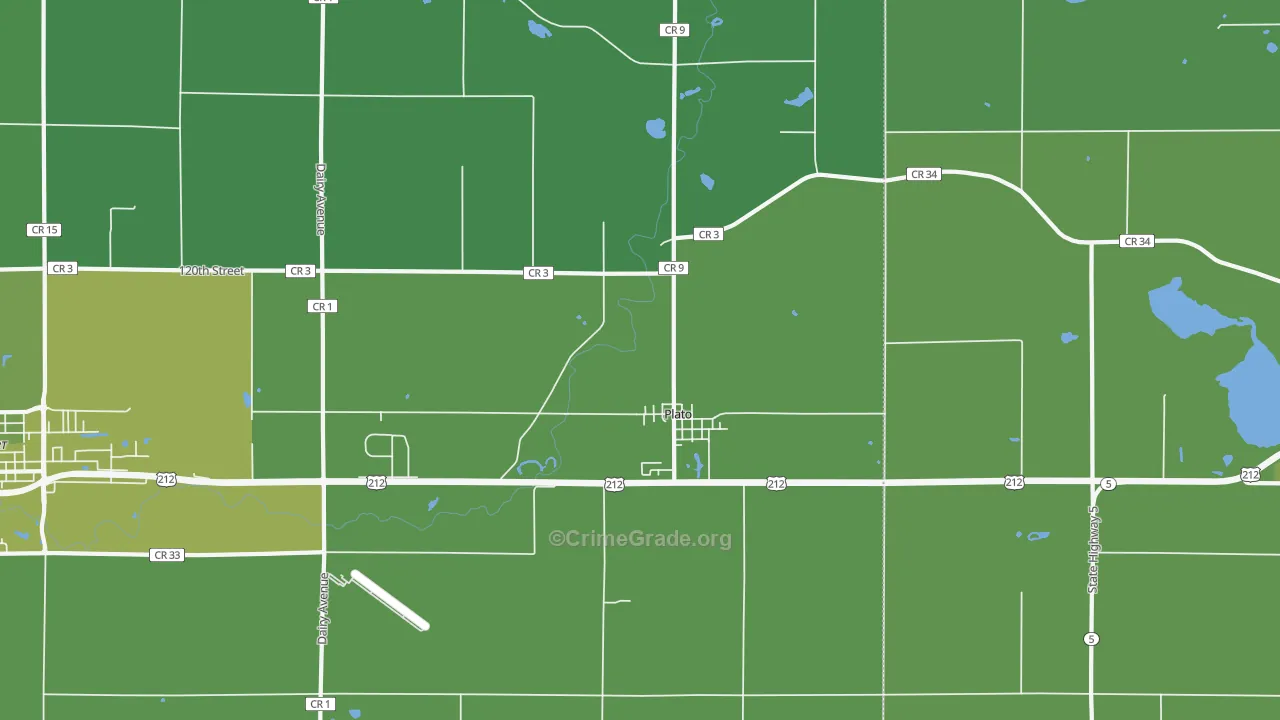 Plato, MN Map of Vehicle Theft Rates