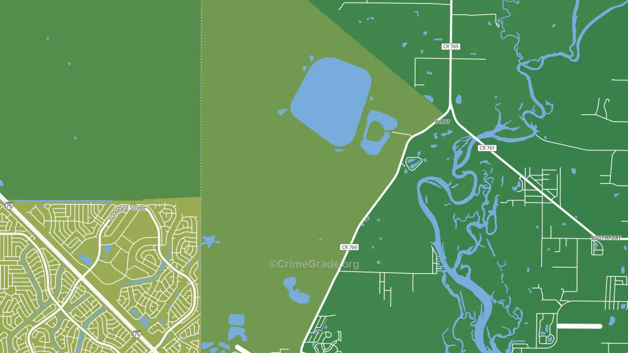 Platt, FL Map of Vehicle Theft Rates
