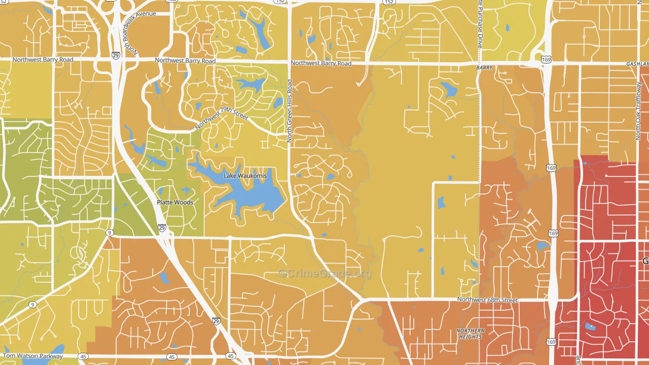 Platte Brook North, Kansas City, MO Map of Vehicle Theft Rates