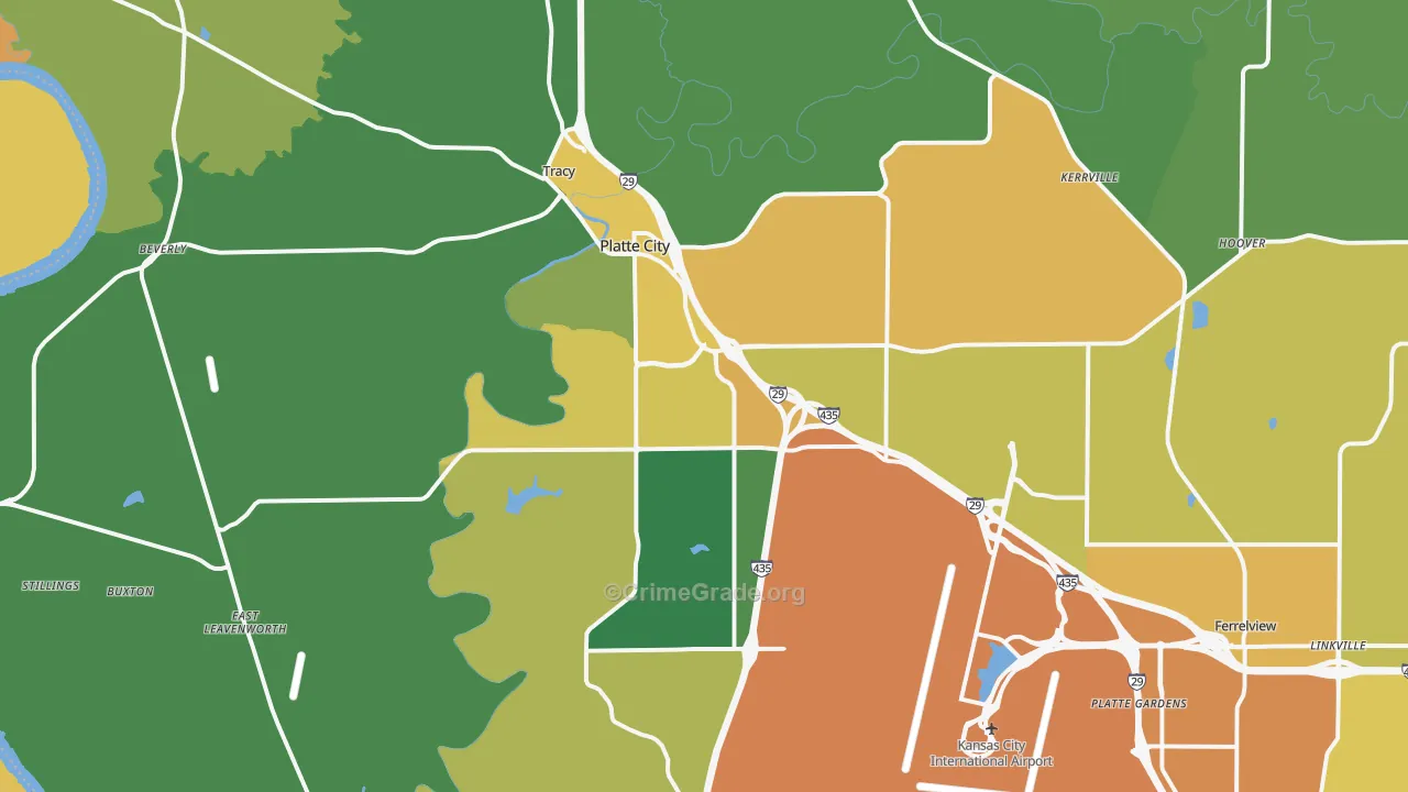 Platte City, MO Map of Vehicle Theft Rates