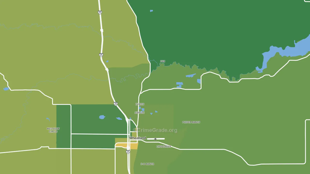 Platte County, WY Map of Vehicle Theft Rates