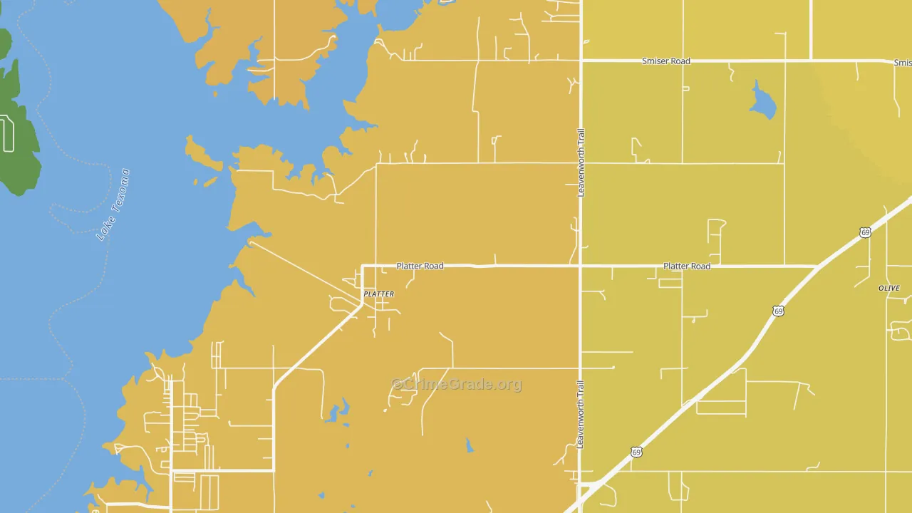 Platter, OK Map of Vehicle Theft Rates