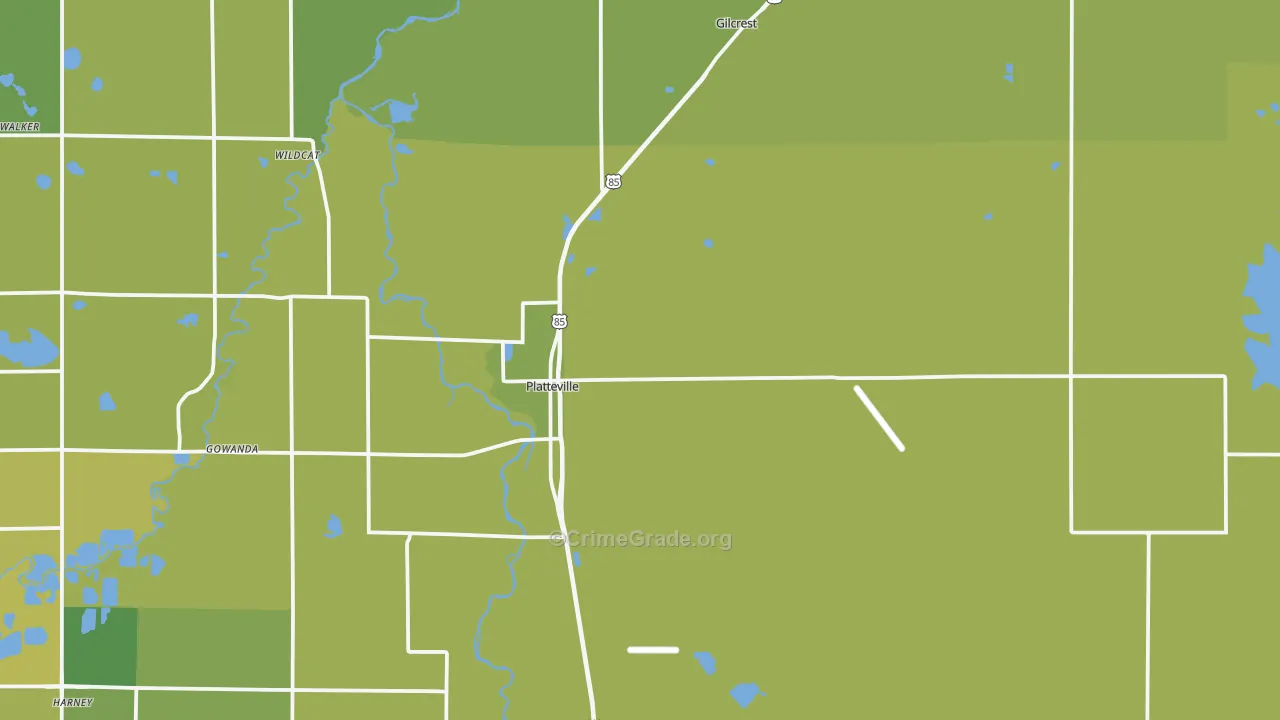 Platteville, CO Map of Vehicle Theft Rates