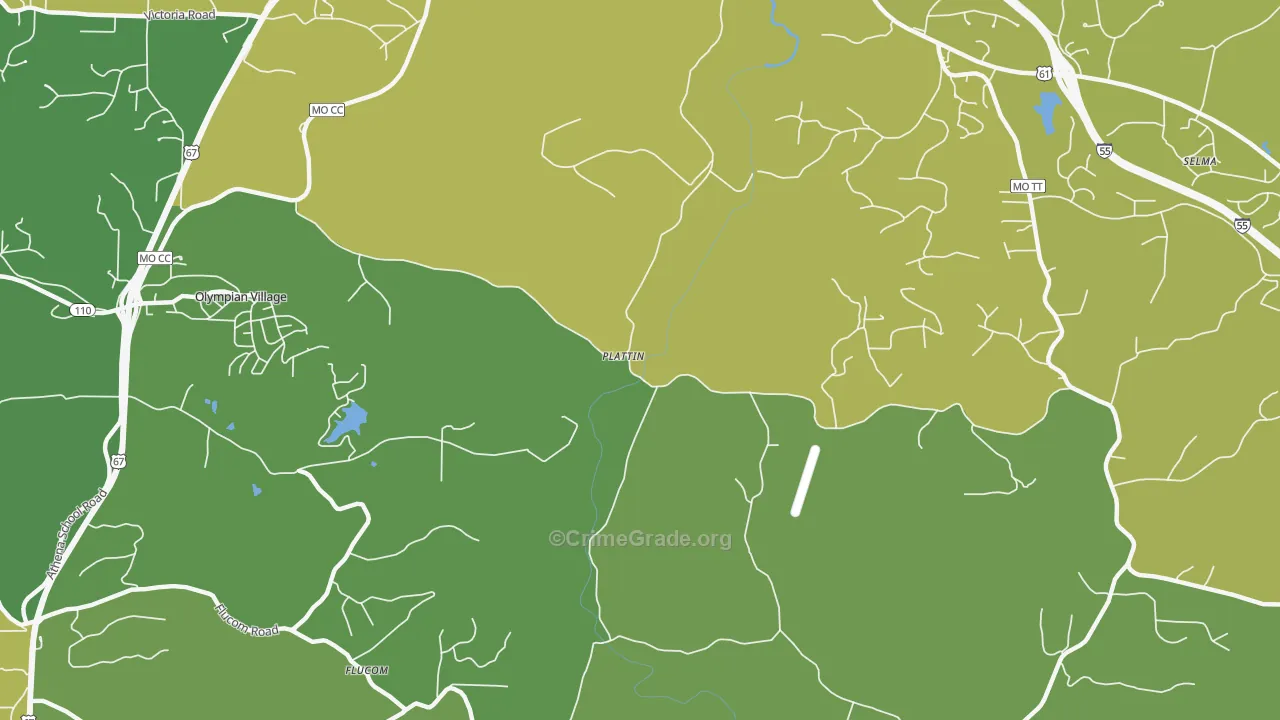 Plattin, MO Map of Vehicle Theft Rates
