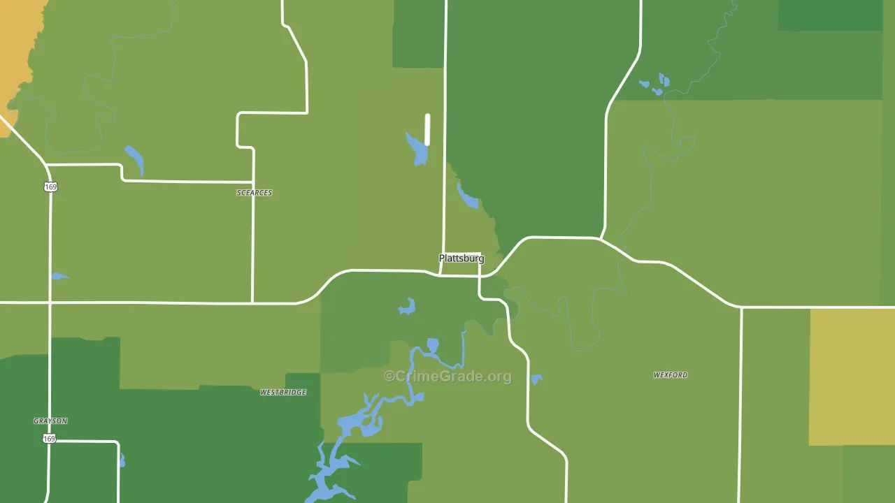 Plattsburg, MO Map of Vehicle Theft Rates