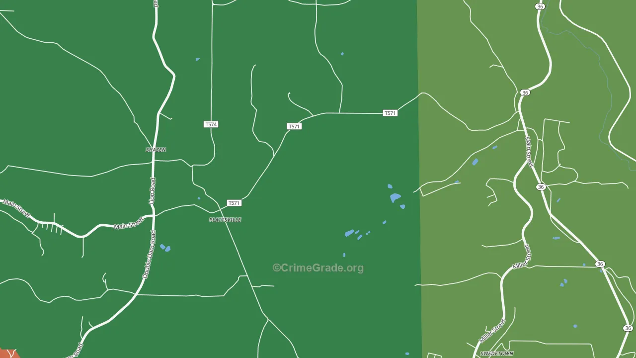 Plattsville, PA Map of Vehicle Theft Rates