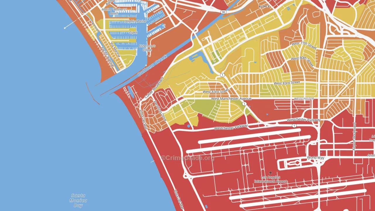 Playa del Ray, Playa Del Rey, CA Map of Vehicle Theft Rates