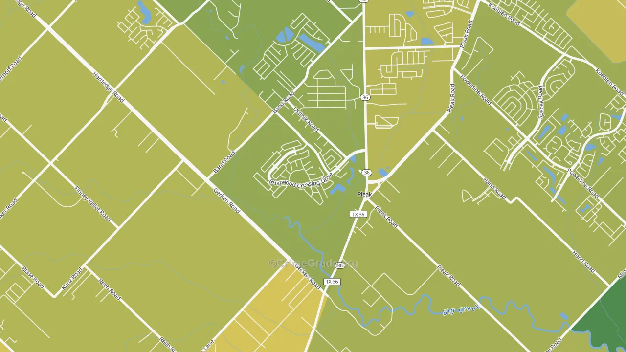 Pleak, TX Map of Vehicle Theft Rates