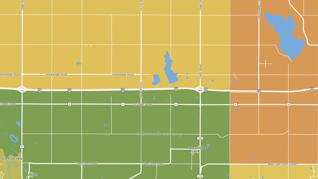Pleasant Dale, NE Map of Vehicle Theft Rates