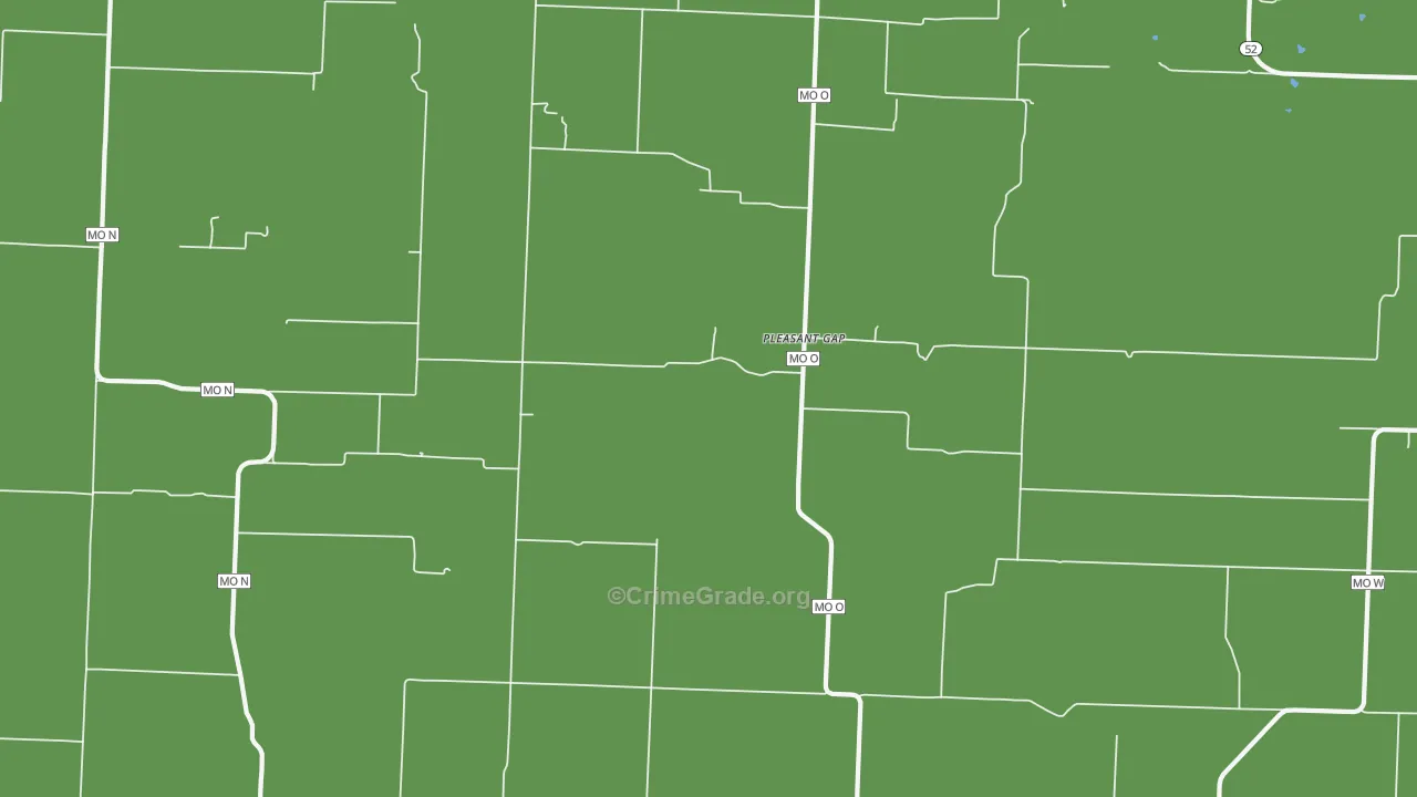 Pleasant Gap, MO Map of Vehicle Theft Rates