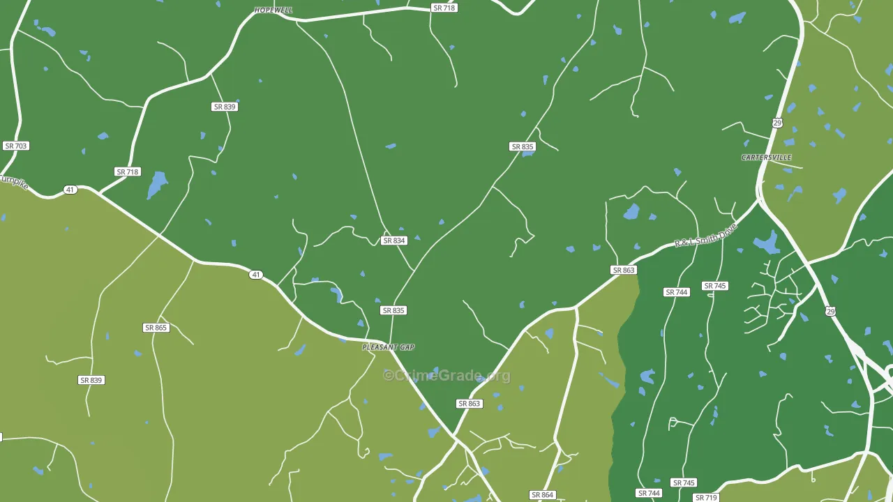 Pleasant Gap, VA Map of Vehicle Theft Rates