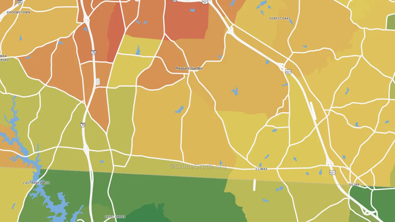 Pleasant Garden, NC Map of Vehicle Theft Rates
