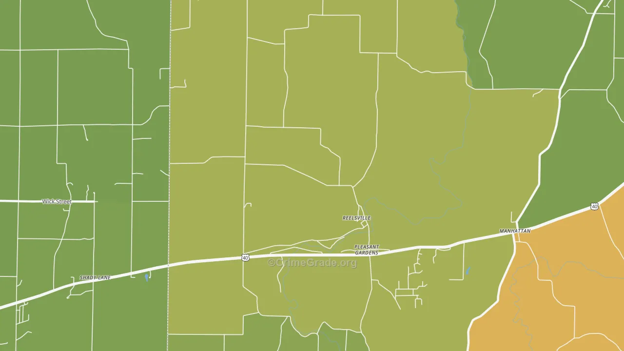 Pleasant Gardens, IN Map of Vehicle Theft Rates