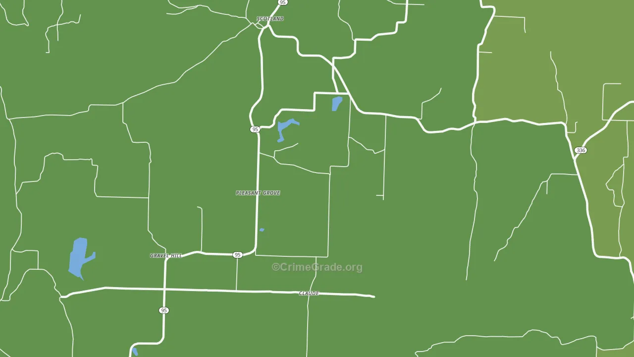 Pleasant Grove, AR Map of Vehicle Theft Rates