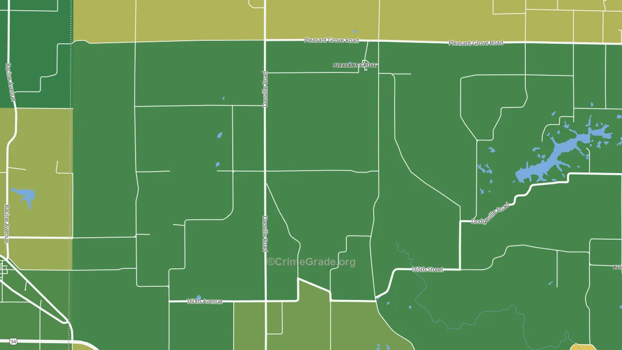 Pleasant Grove, IA Map of Vehicle Theft Rates