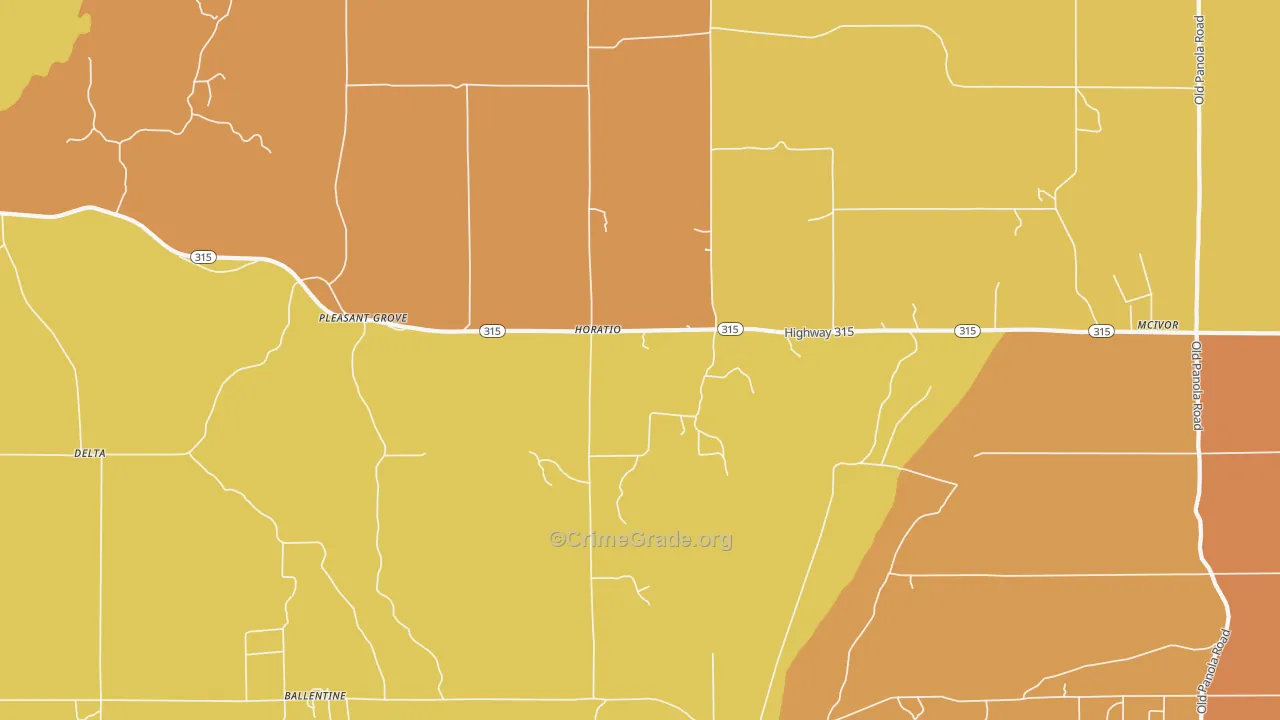 Pleasant Grove, MS Map of Vehicle Theft Rates