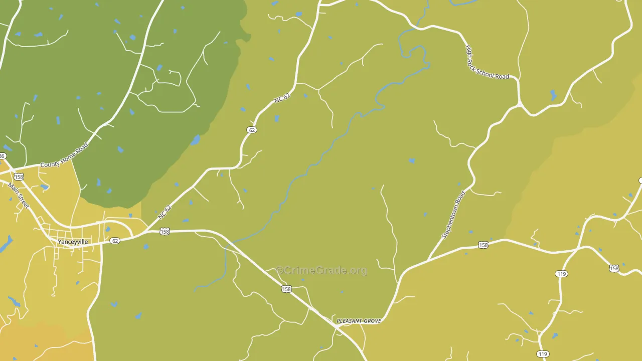 Pleasant Grove, NC Map of Vehicle Theft Rates
