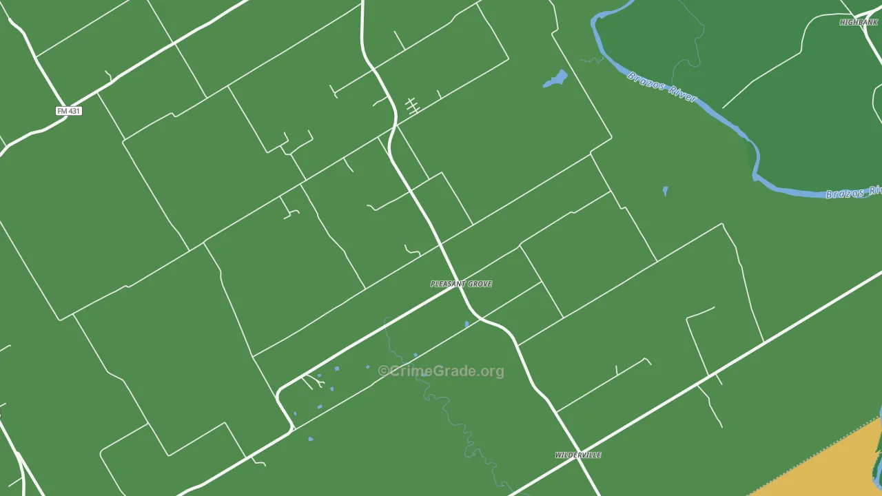 Pleasant Grove, TX Map of Vehicle Theft Rates