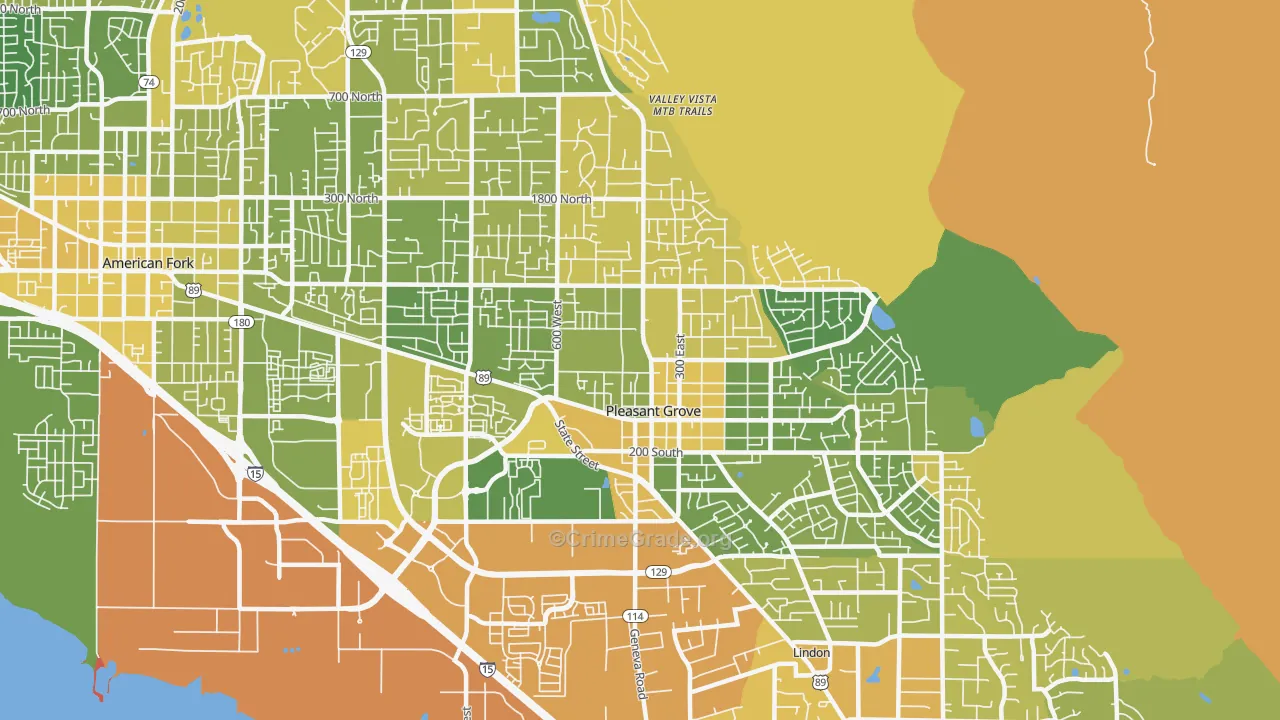 Pleasant Grove, UT Map of Vehicle Theft Rates