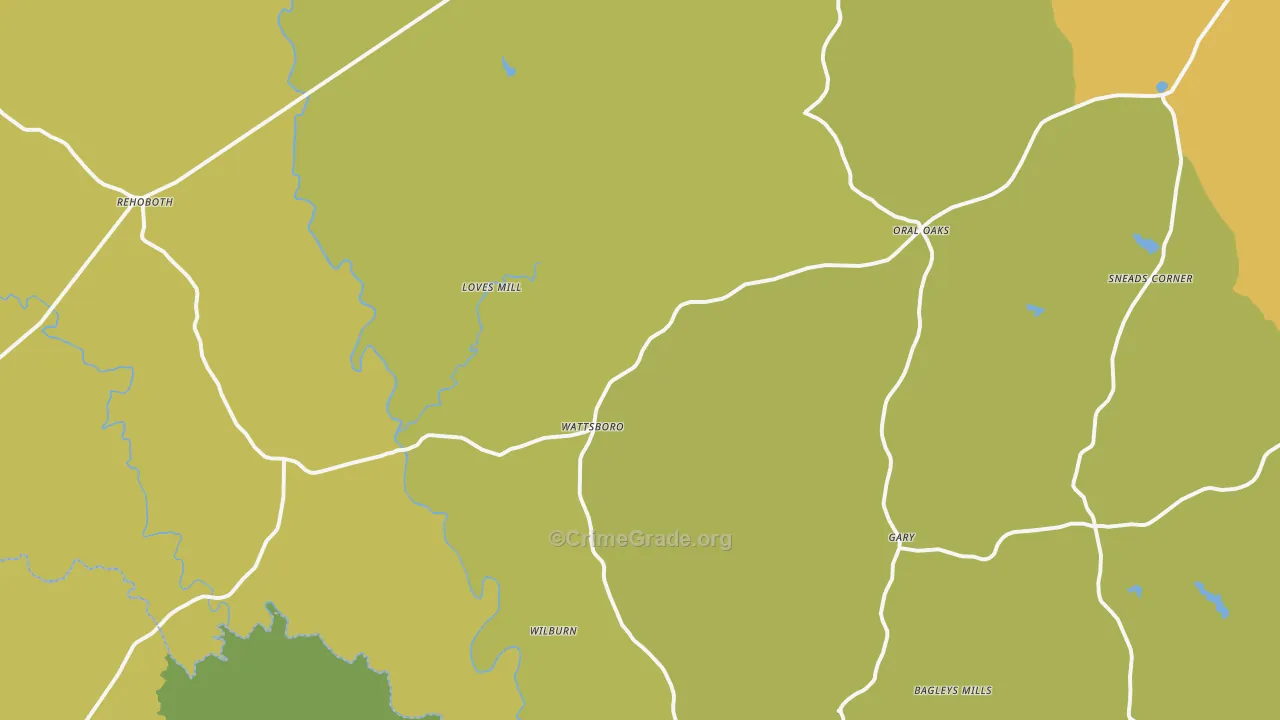 Pleasant Grove, VA Map of Vehicle Theft Rates