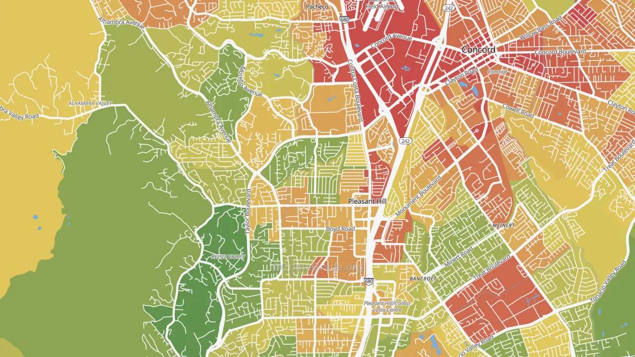 Pleasant Hill, CA Map of Vehicle Theft Rates