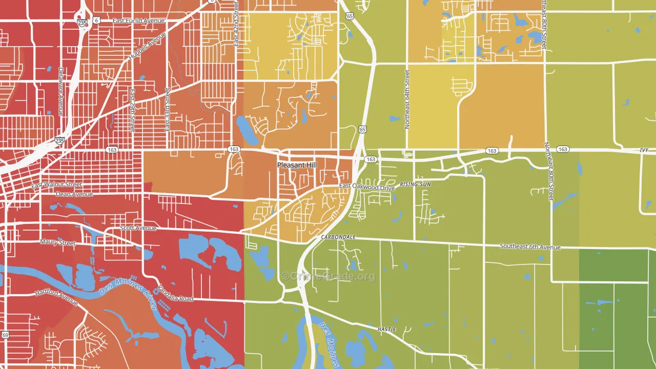 Pleasant Hill, IA Map of Vehicle Theft Rates