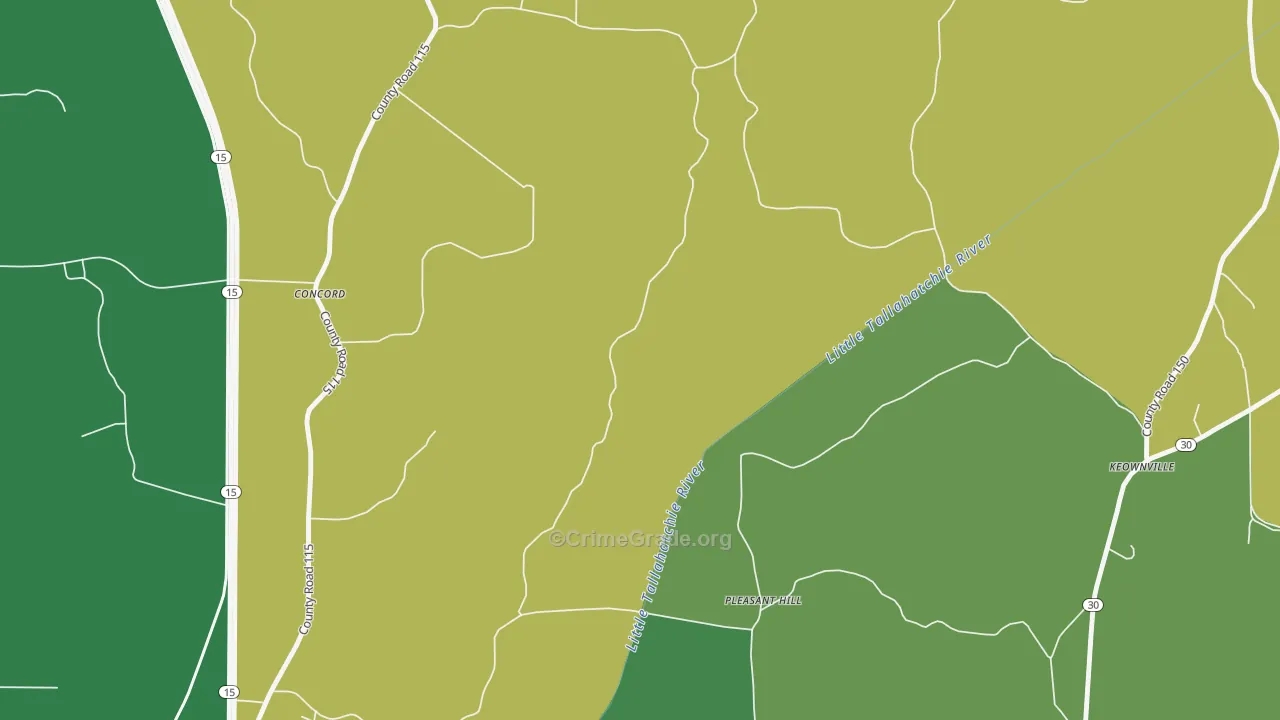 Pleasant Hill, MS Map of Vehicle Theft Rates
