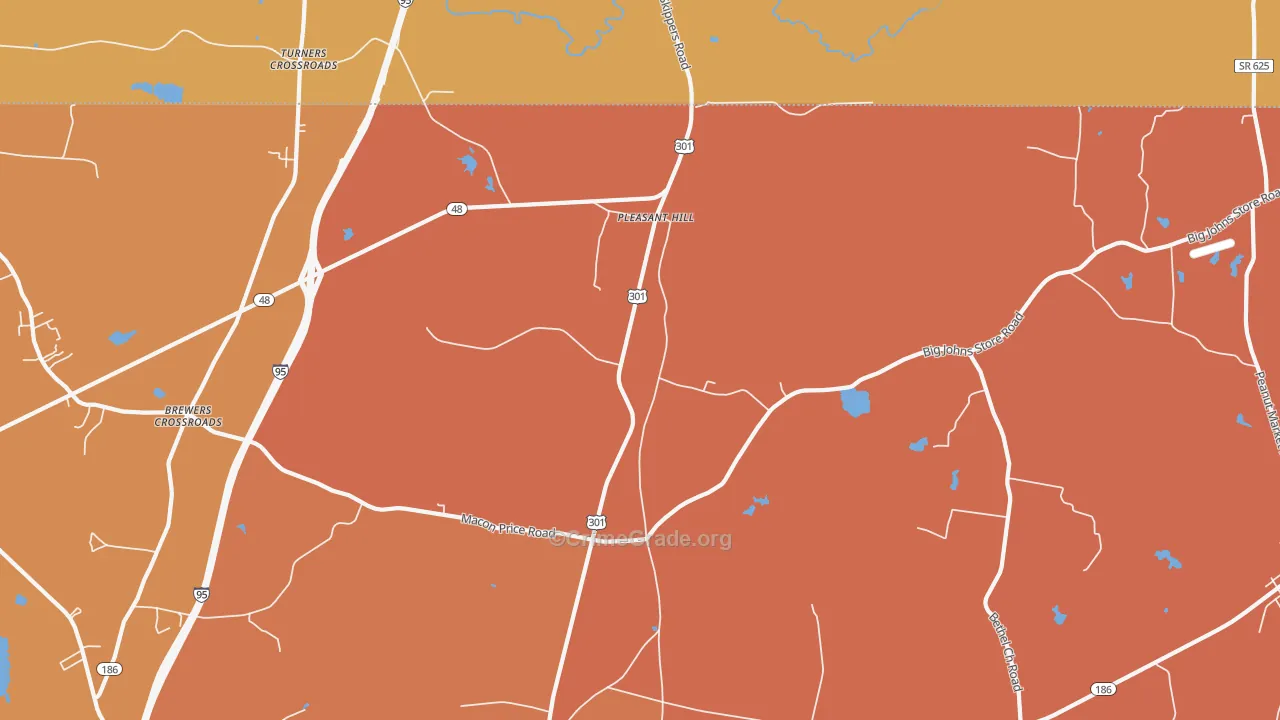 Pleasant Hill, NC Map of Vehicle Theft Rates