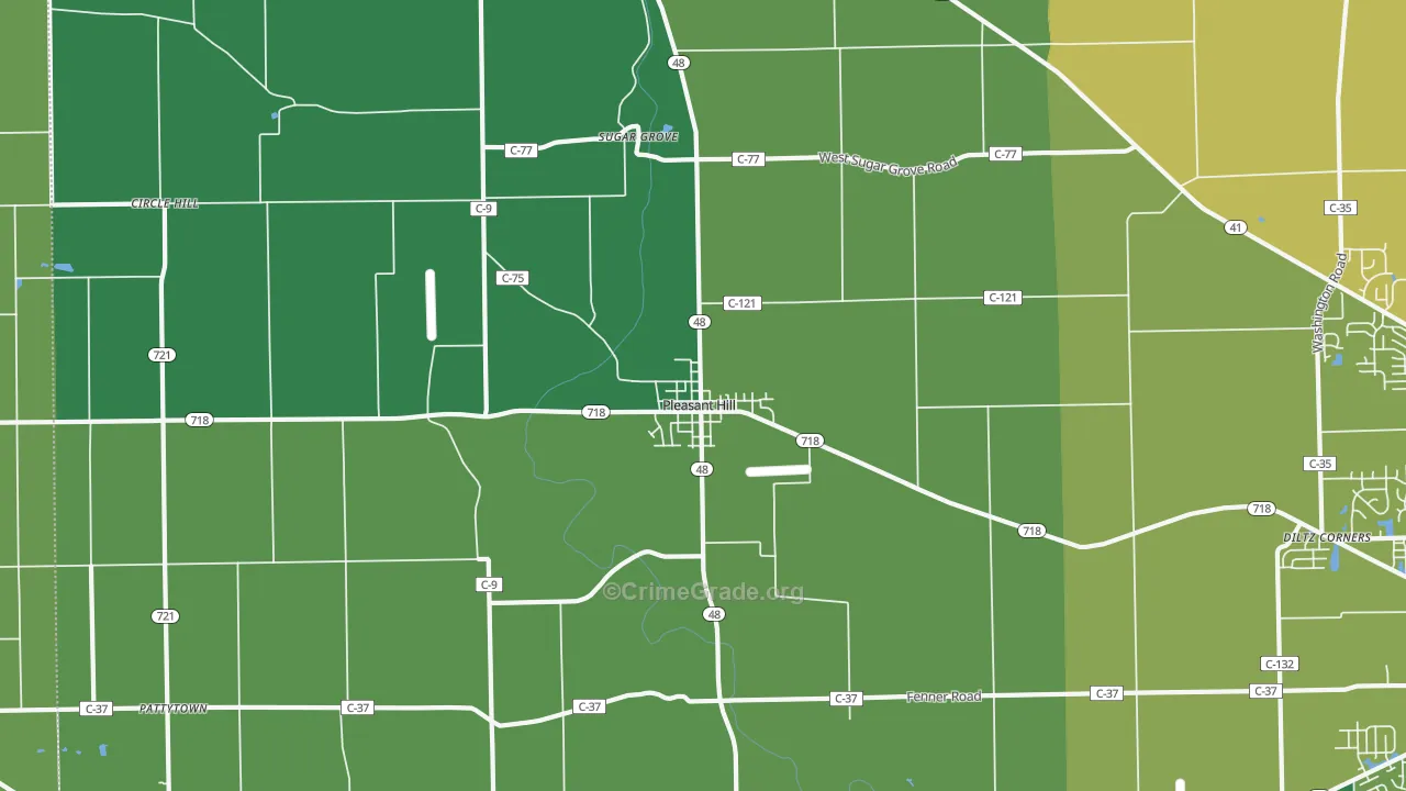 Pleasant Hill, OH Map of Vehicle Theft Rates