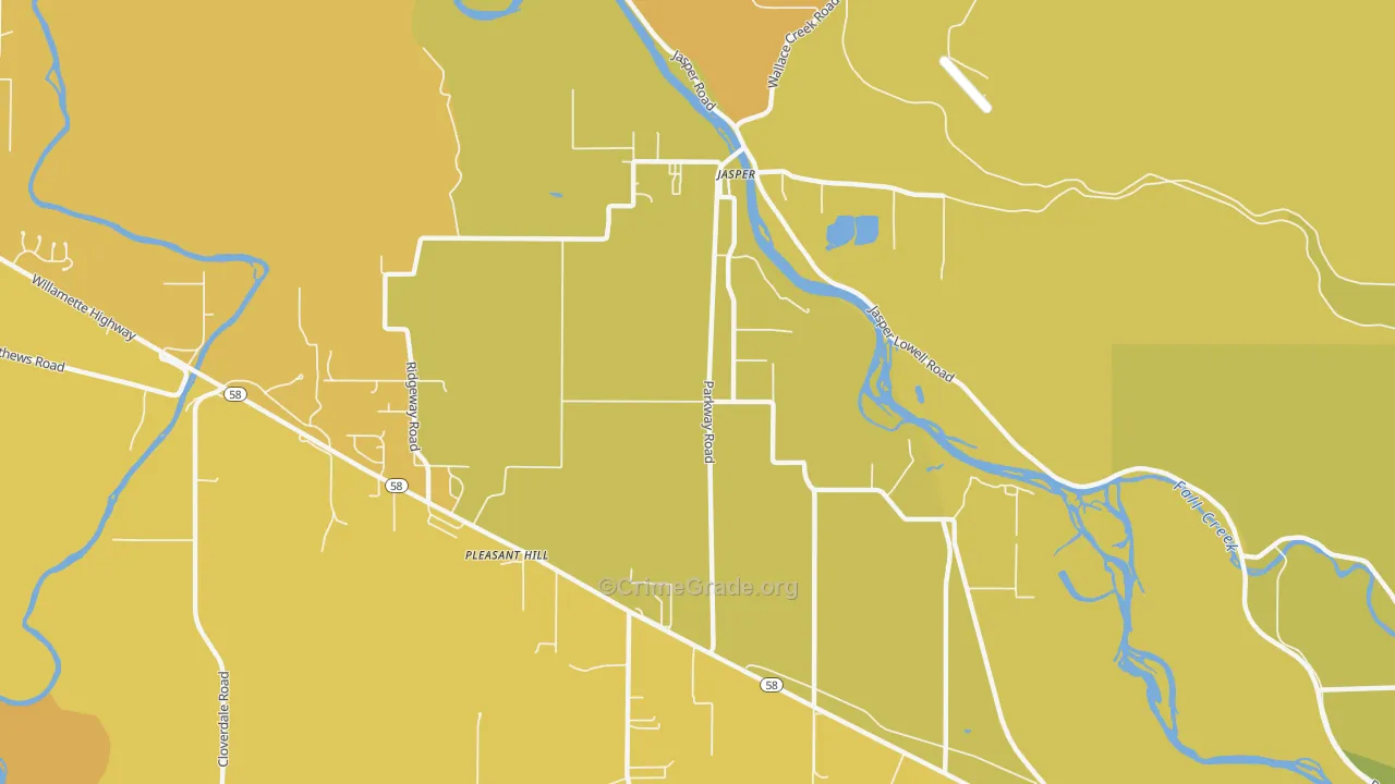 Pleasant Hill, OR Map of Vehicle Theft Rates