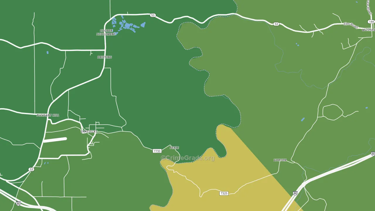 Pleasant Hill, PA Map of Vehicle Theft Rates