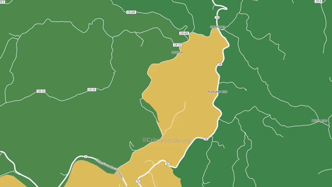 Pleasant Hill, WV Map of Vehicle Theft Rates