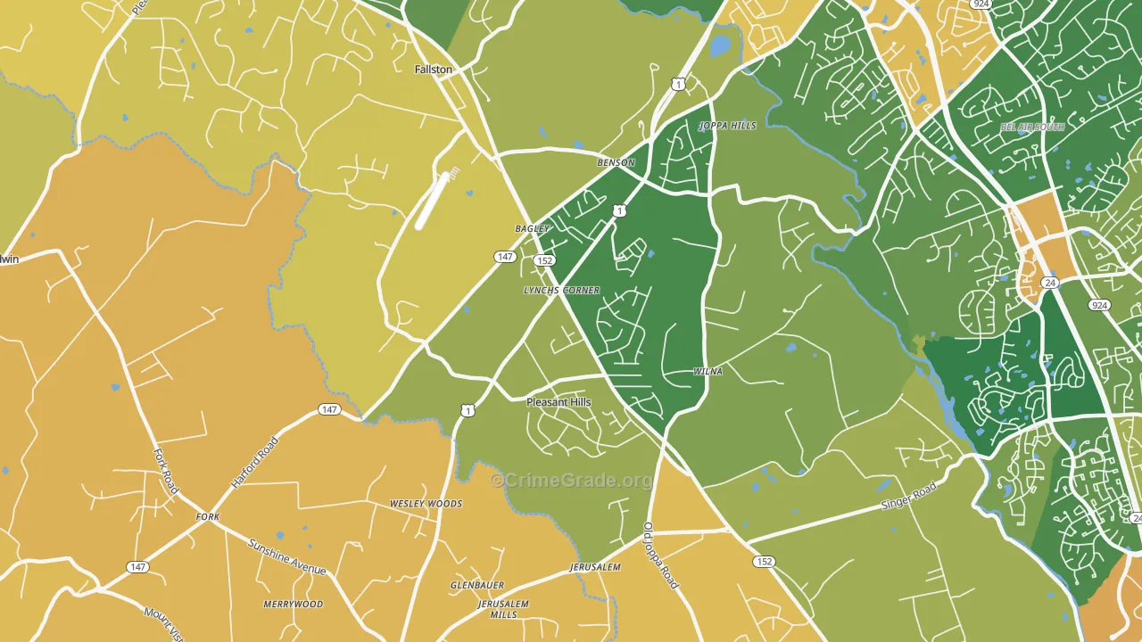 Pleasant Hills, MD Map of Vehicle Theft Rates