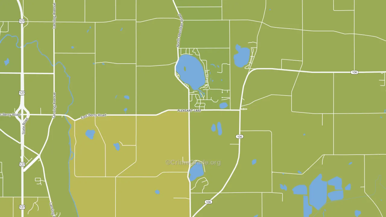 Pleasant Lake, MI Map of Vehicle Theft Rates
