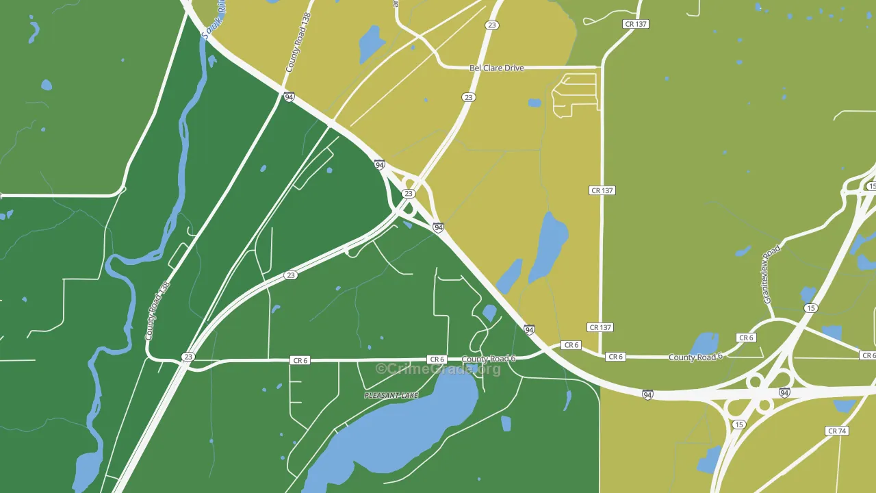 Pleasant Lake, MN Map of Vehicle Theft Rates