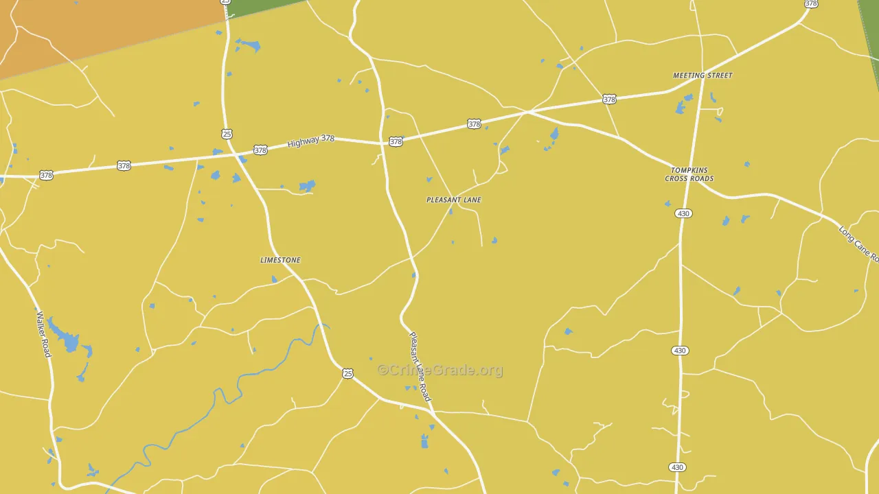 Pleasant Lane, SC Map of Vehicle Theft Rates