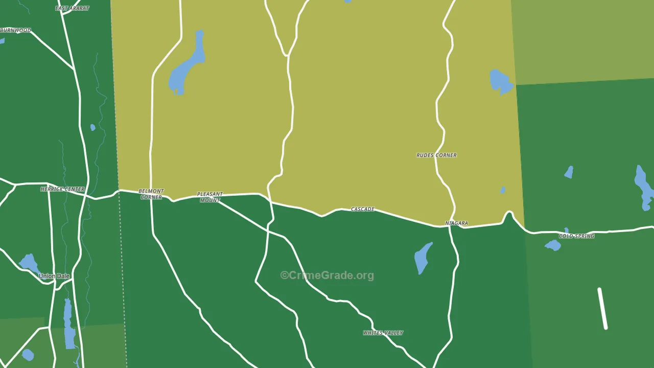 Pleasant Mount, PA Map of Vehicle Theft Rates