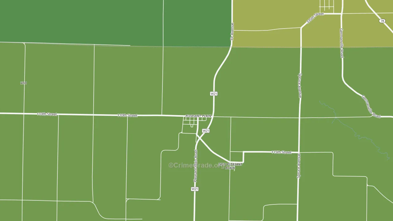 Pleasant Plain, IA Map of Vehicle Theft Rates