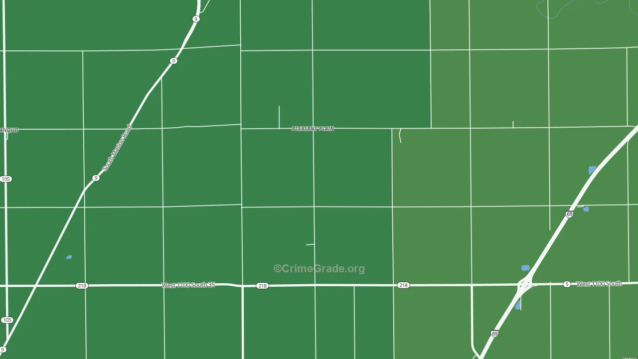 Pleasant Plain, IN Map of Vehicle Theft Rates