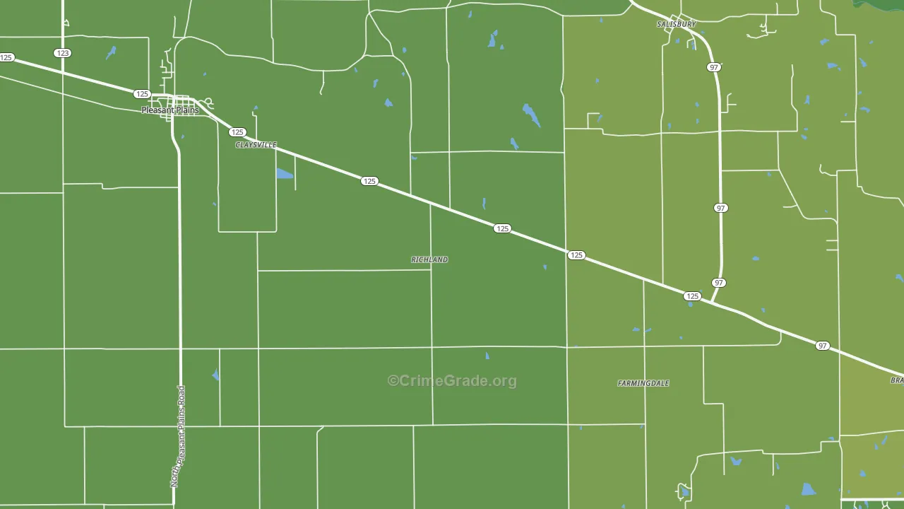 Pleasant Plains, IL Map of Vehicle Theft Rates
