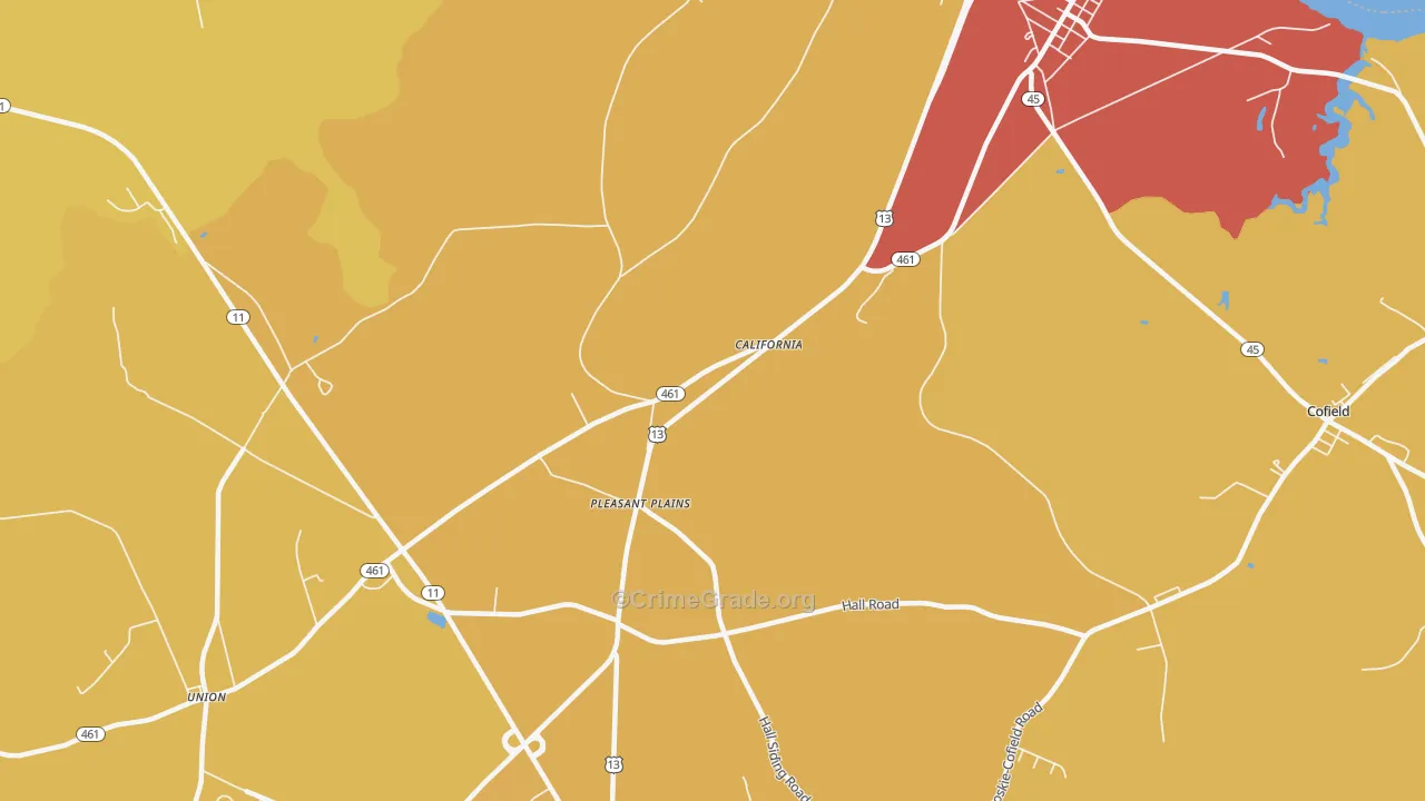 Pleasant Plains, NC Map of Vehicle Theft Rates