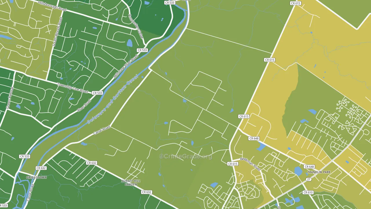 Pleasant Plains, NJ Map of Vehicle Theft Rates