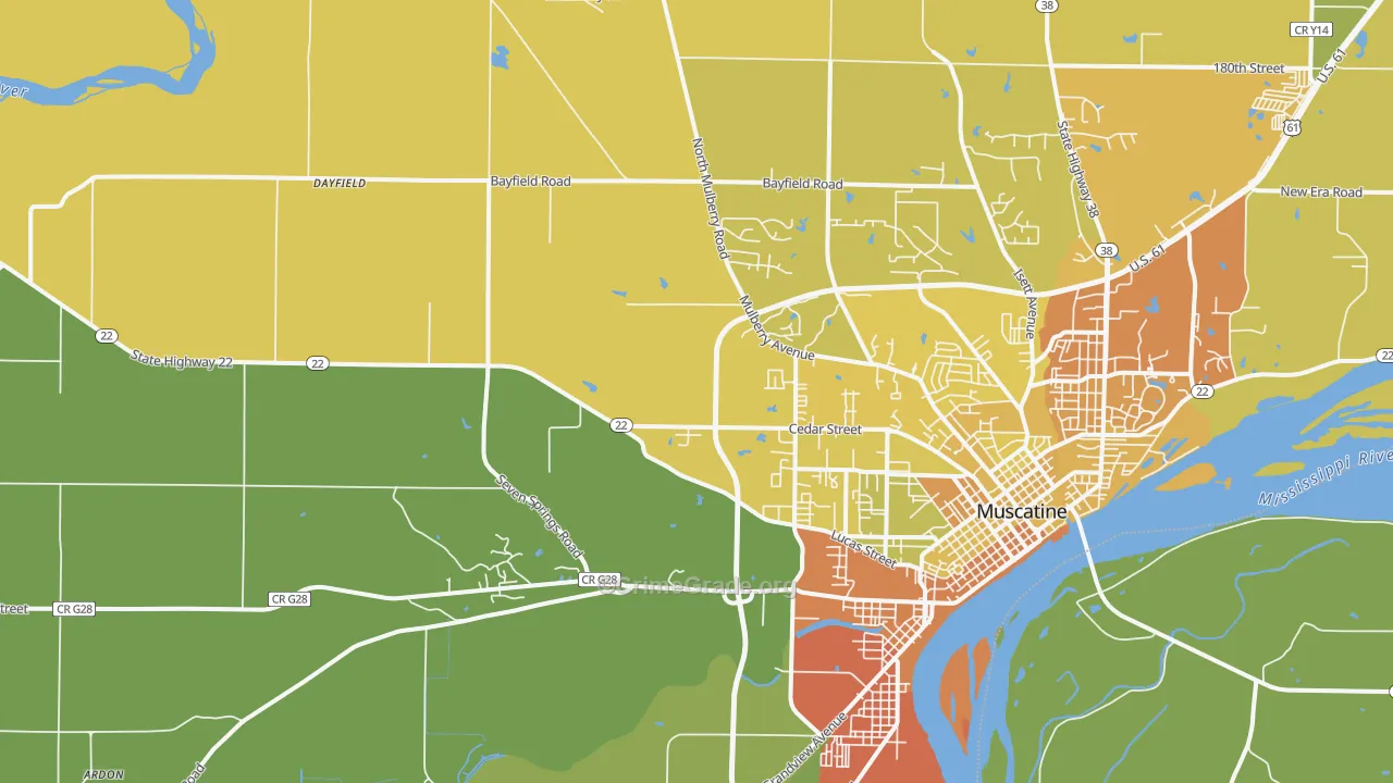 Pleasant Prairie, IA Map of Vehicle Theft Rates