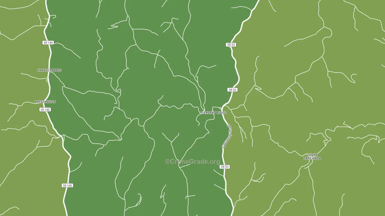 Pleasant Ridge, TN Map of Vehicle Theft Rates