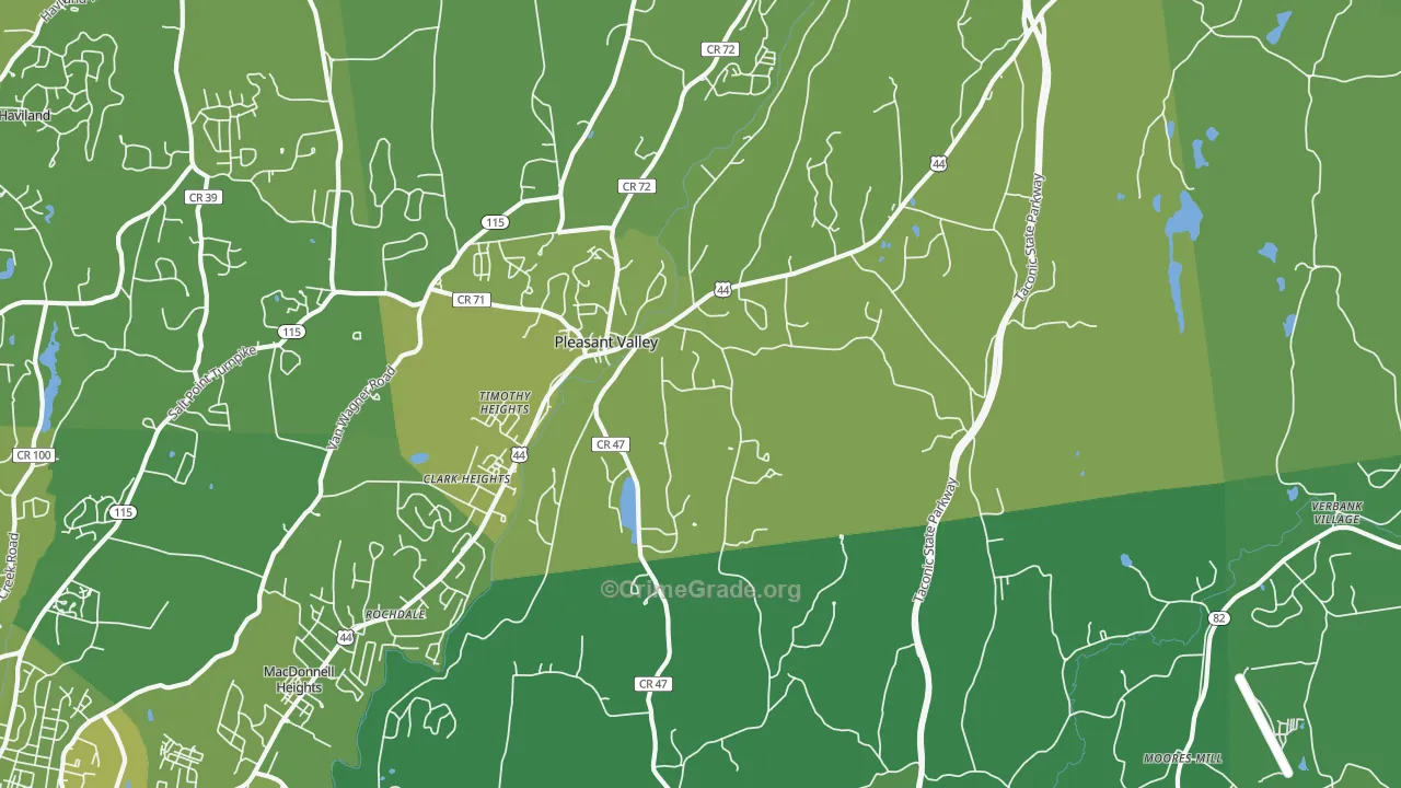 Pleasant Valley, NY Map of Vehicle Theft Rates