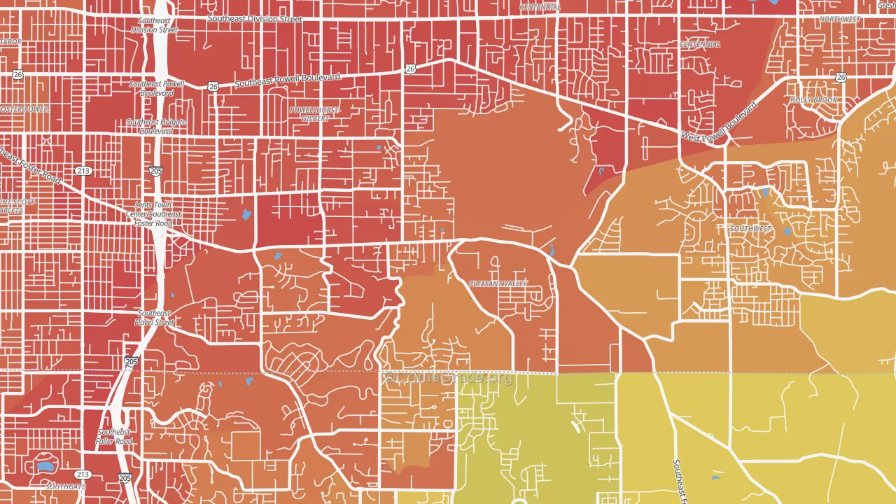 Pleasant Valley, Portland, OR Map of Vehicle Theft Rates