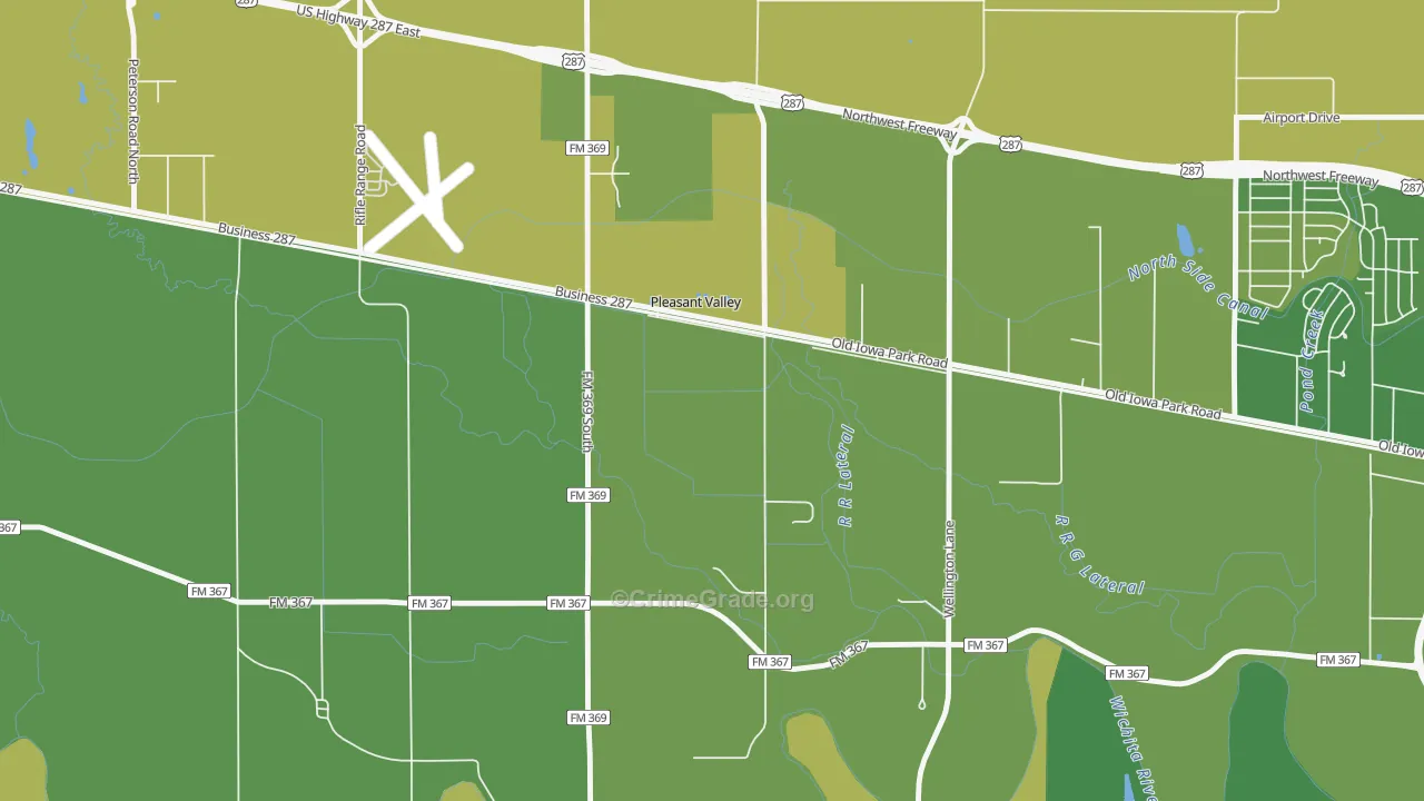 Pleasant Valley, TX Map of Vehicle Theft Rates