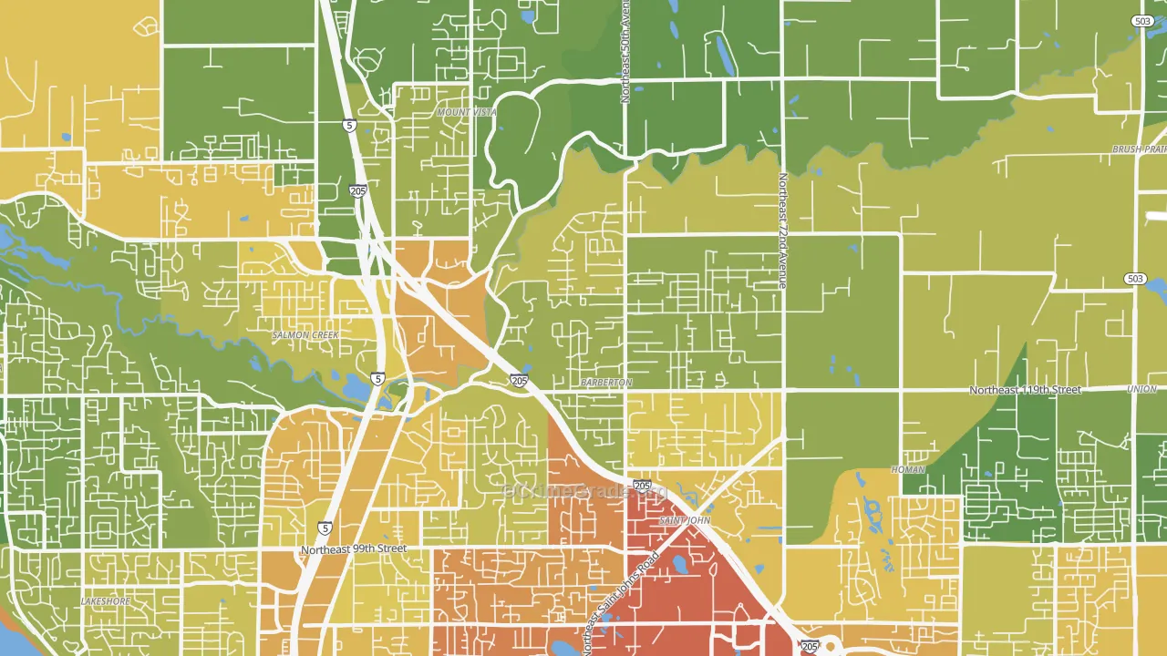Pleasant Valley, Vancouver, WA Map of Vehicle Theft Rates
